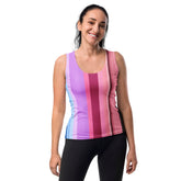 Retro Rainbow Blast Colorful Stripe All-Over Print Women's Tank Top